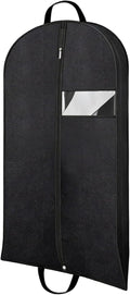 Gusseted Garment Bags for Hanging Clothes, 45'' Suit Bag Cover for Storage and Travel, Dress Bags for Gowns Long (Black)