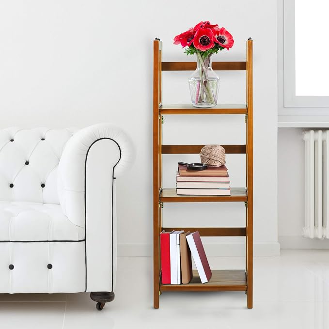 Casual Home 3-Shelf Folding Bookcase (14" Wide)-Honey Oak
