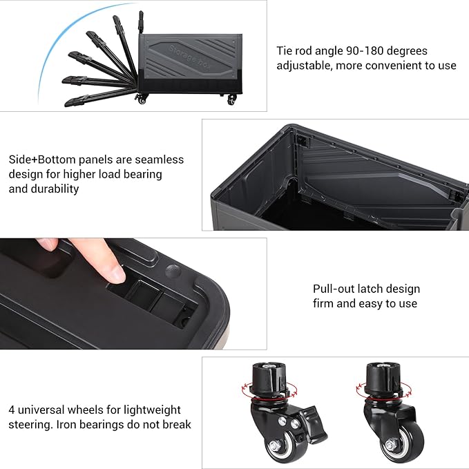XCBYT Storage Bins with Wheels - Rolling Carts with Wheels for Closet Organizers and Storage Foldable Rolling Cart for Teachers Rolling Crate Collapsible Shopping Cart Black