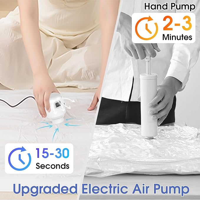 Morecoo Electric Pump for Vacuum Storage Bags Travel Vacuum Pump for Various Vacuum Seal Bags Portable Vacpack Air Pump for Compression Clothing Blanket Luggage White(Storage Bag Not Included)