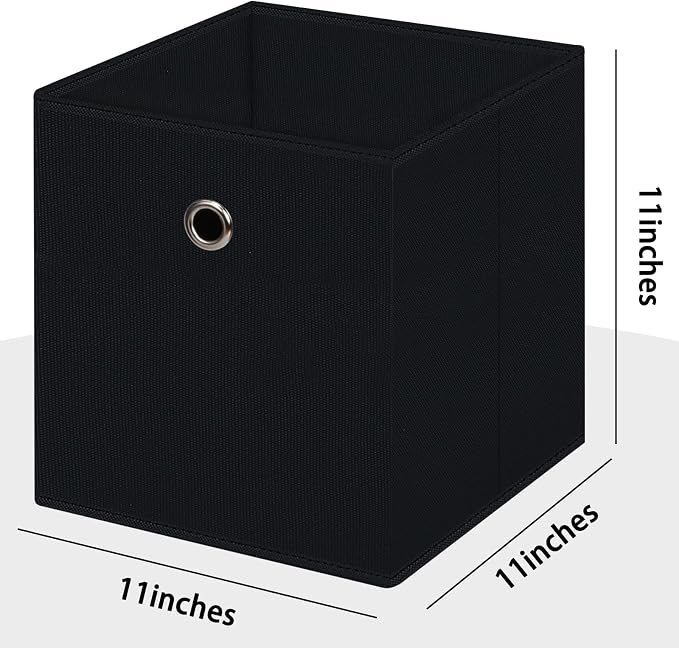 Black Foldable Storage Cubes Bins ,11 Inch Cloth Storage Cube Fabric Storage Box Cubes Organizer Baskets with Handles for Home Organizer Set of 3 (Black)