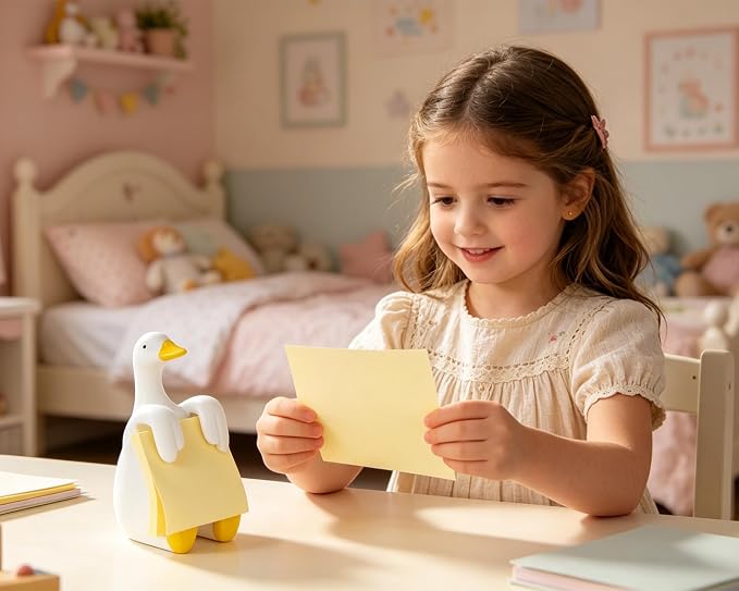 Silly Goose Pop-Up Sticky Note Dispenser for 3 x 3 in Notes, Yellow | Includes 100 sheets; handmade resin decor for office, home or classroom; gift for teachers, coworkers and goose lovers