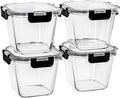 32 oz Glass Soup Containers with Lids, 4 Cup Glass Storage Containers with lids, Airtight Leak Proof, Food Grade Glass Containers, Microwave, Oven, Freezer and Dishwasher, BPA Free