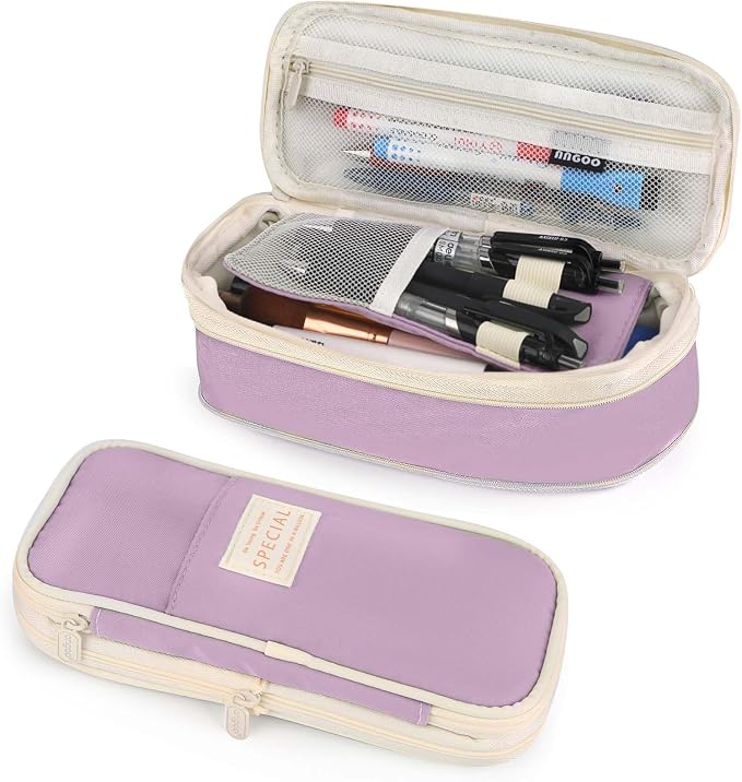 Pencil Case, Large Capacity Aesthetic Pencil Cases with Durable Zipper, Big Stationery Pencil Pouch for Women & Men, Adults Portable Storage Organizer Bag for College, office, Travel (Purple)