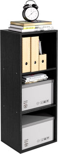 Wooden 3 Cube Storage Organizer, 3 Tier Storage Cubes Storage Display Cubby,Freestanding DIY Closet Shelving Unit for Living Room Bedroom Office(Black, 3 Cube-W(11.8inch)