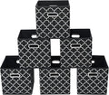 Fabric storage bins Cubes, Fabric Cube Organizer with Handle, Foldable Cube Bins for Cloth or Accessary Storage, 11x11x11 set of 6,Black Light