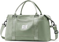 Travel Duffel Bags for Women Mens Waterproof Weekender Carry on Bag Sports Gym Bag Travel Tote Bags with Wet Pocket Overnight Bag Workout Duffel Bags with Trolley Sleeve Grey Green