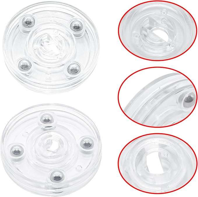 4 Pcs Clear 2 inch Acrylic Lazy Susan Rotating Turntable Organizer Bearings - Round Swivel Plate for Spice Rack, Table, Cake, Kitchen Pantry