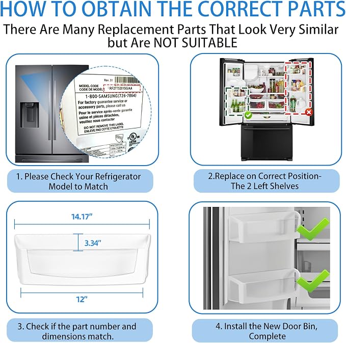 [2 PACK] WPW10212139 Refrigerator Door Shelf Bin Compatible with Whirlpool Refrigerator Door Shelf W10212139 Maytag Fridge Shelves Replacement WRF555SDF WRF555SDH GI6FDRXX GI6FARXX GI6SDRXX Left Bin