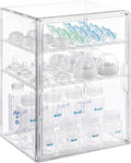 ERTIUANIO Baby Bottle Organizer – 3 Tier Bottle Storage Organizer Baby for Nipples, Pump Parts, Food Jars – Clear Acrylic Bottle Station Organizer for Countertop and Kitchen, Gifts for New Mom