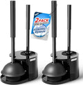 FORASTO 2Pack 2 in 1 Toilet Brush and Plunger Set, Extended Handle Plunger,Toilet Bowl Brush Plunger Set,Bathroom Cleaning Tools,Toilet Brush Plunger Combo,Cleaning Supplies，Black | 21" Extended, Apartment Must Haves, Accessories Decor, Essentials, New...