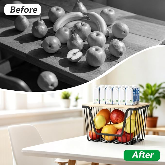 1 Pack Fruit Basket for Kitchen Counter, Stackable Pantry Organizers Storage, Large Wire Storage Basket Suitable for Storing Fruits, Onions, Potatoes, and Vegetables