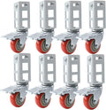 8PCS Storage Rack Caster Wheels,3" Heavy Duty Casters with Brake,Ball Bearing,Storage Shelf Accessories Fit for Boltless Self Locking Shelving Racks,1000LB Max Total Capacity(Red)