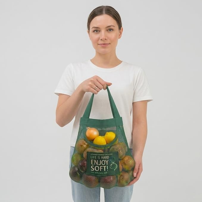 Reusable Hanging Storage Mesh Bags, Blue | 2 Bags, 2 Hooks