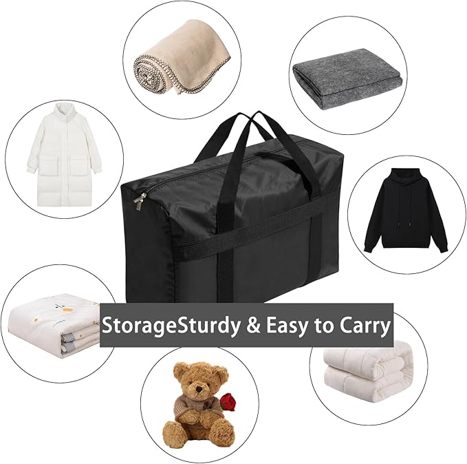 Extra Large Moving Bags with Strong Zippers, Storage Bags with Carrying Handles, Duffle Bag Packing Bags for Moving, Storage, Travel and Camping, Totes for Space Saving
