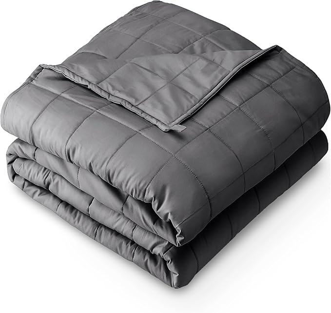 Bare Home Weighted Blanket Full or Queen Size 15lb (48" x 72") for Adults - All-Natural 100% Cotton - Premium Heavy Blanket Nontoxic Glass Beads (Grey, 48"x72")