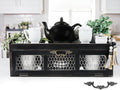Felt Creative Home Goods Farmhouse Chicken Wire Countertop Shelving Organizer, Decorative Kitchen Pantry Storage Cabinet, Rustic Counter Storage Display, Country Kitchen Island Decor (Black)
