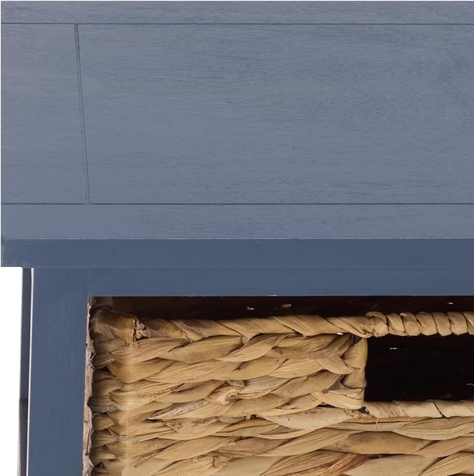SAFAVIEH Home Collection – Vedette Blue 5-Basket Storage Tower, Natural Rattan Accent Design, Fully Assembled (AMH5739H)