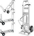 Vergo Industrial Convertible Hand Truck - AS7A2 Heavy Duty Aluminum 3 in 1 Dolly (750 lb Capacity) Lightweight Frame, Ergonomic Handle, Extendable Loop, Versatile Moving Dolly (3 Positions, 53" High)