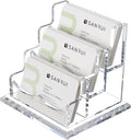 YUXUN Business Card Holder Display for Desk, Clear Acrylic Cards Organizer 3 Tier 3 Slots, Business Card Stand for Women Men, Multiple Business Card Display for Exhibition, Home, Office