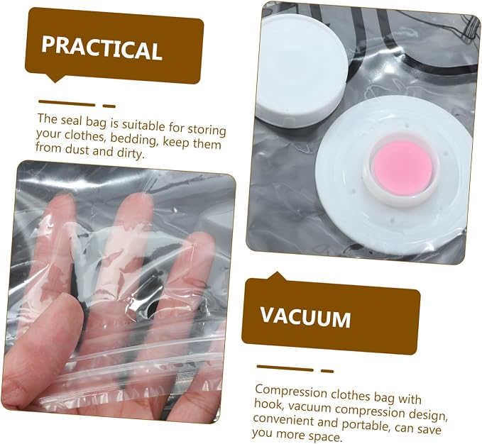 2pcs Hanging Vacuum Storage Bags for Clothes Space Saver Compression Bags Waterproof Vacuum Sealing for Travel