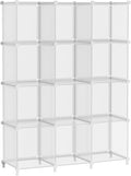 AWTATOS Cube Storage Organizer, Closet Organizers and Storage, 12 Cube Shelves Bookshelf, DIY Stackable Plastic Clothes Organizer Shelving for Bedroom, Home, Transparent Twill