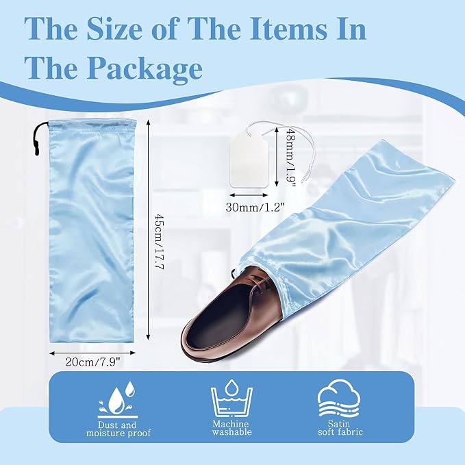 Ersmak 6 Pack Shoe Bags for Travel - Satin Shoe Bag with Drawstring - Baby Blue Shoe Storage Bags for Protecting Storage Shoes - 17.7 x 7.9 In