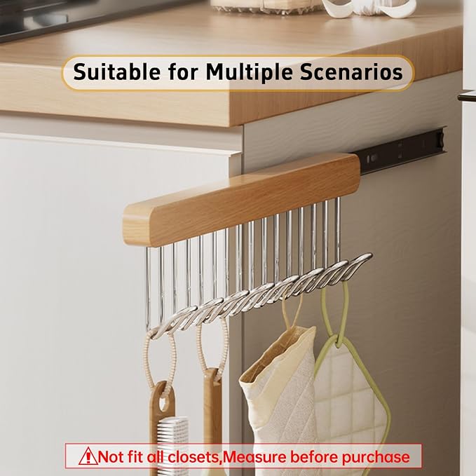 2 pack 16.2 inch valet rods for closets, extendable and pull-out wardrobe pole for belt hangers,tie hangers,bra organizer, closet extender hanging rod with 12 metal hooks, closet valet rod slide out