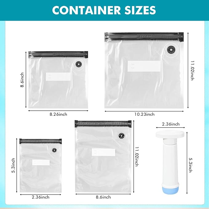 LemonRoad 33 Piece Vacuum Seal Storage Food Containers with Lids (6Containers&6 Lids&20 Sealable Bags&1 Hand Vacuum Pump), Meal Prep Containers with Lid, Airtight and Leak Proof (Black)