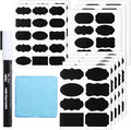 Mr. Pen- Chalkboard Labels, 100 pcs, Assorted Shapes | Waterproof Reusable Blackboard Stickers with 1 Erasable Liquid Chalk Marker for Mason Jars