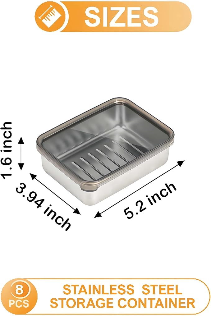 Cheese Container for Refrigerator,Fridge Storage Container,Deli Container with Lid,Bacon Container for Fridge,Bacon holder for Refrigerator,304SS Food Storage Container
