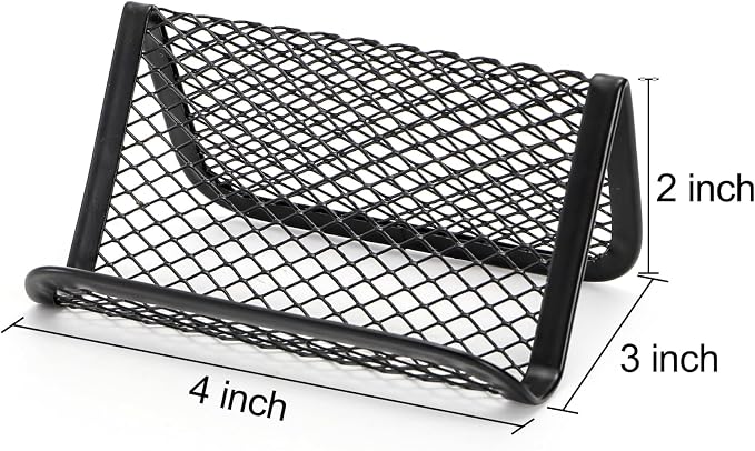 12 Pack Business Card Holder for Desk, Metal Mesh Business Card Stand Desktop Display Rack, Black Business Card Organizer Holds up to 50 Name Cards for Office
