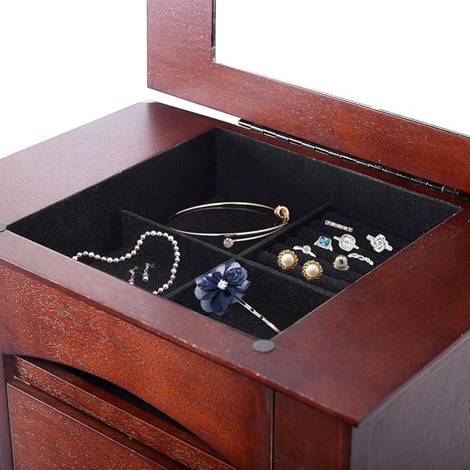 Cabinet Armoire Storage Box Chest-Stand Organizer Jewelry Wood
