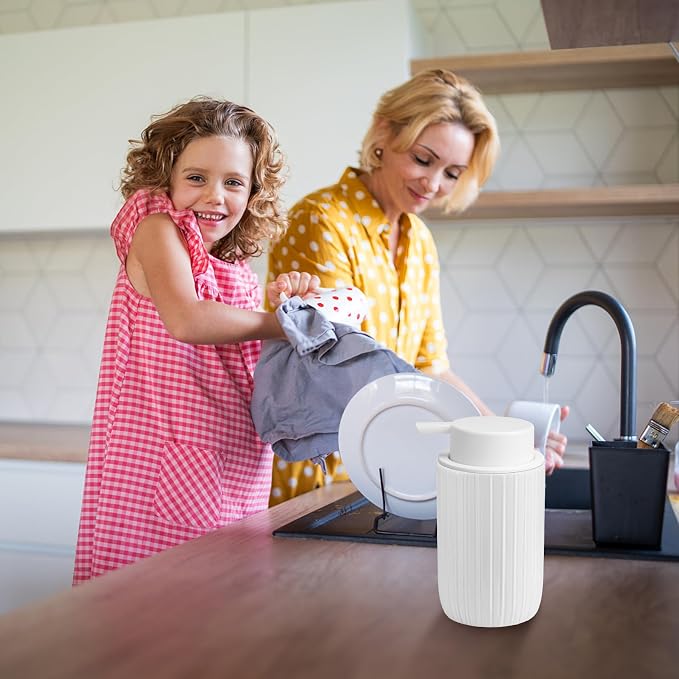 Soap Liquid Dispenser Ceramic with Easy-to-Press Pump Hand Liquid Dispenser for Shampoo Bathroom Countertop 13.5 oz