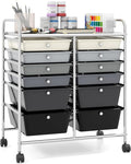 Giantex 12 Drawer Rolling Storage Cart Tools Scrapbook Paper Office School Organizer (Black Gradient)