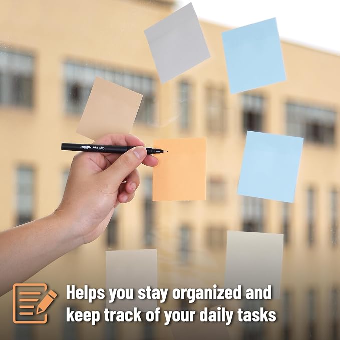 Mr. Pen- Sticky Notes, 3"x3", 12 Pads, 600 Sheets, Colorful | Sticky Notes Bulk, Self-Stick Note Pads, Perfect for Office, School, Home, Study & Organization