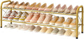 Hoctieon 2 Tier Shoe Rack for Closet, Durable Mesh Style Shoe Rack, Entryway Shoe Shelf, Shoe Storage Organizer for Hallway, Bedroom, Living Room, Wardrobe, Gold