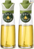 Olive Oil Dispenser for Kitchen 2-in-1 Pour and Spray | 11.5 oz / 340 ml | Glass Olive Oil Sprayer for Cooking, Airfryer, Salad & BBQ | Set of 2 Bottles, Green