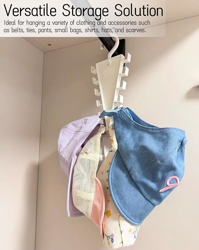 2-Pack V Double-Sided Closet Organizer Hanger with 12 Hooks | 12 Hooks Multi-Layer Vertical Storage Rack | 360° Rotatable Space Saving Hanger Holder for Dorm Rooms and Wardrobe Storage