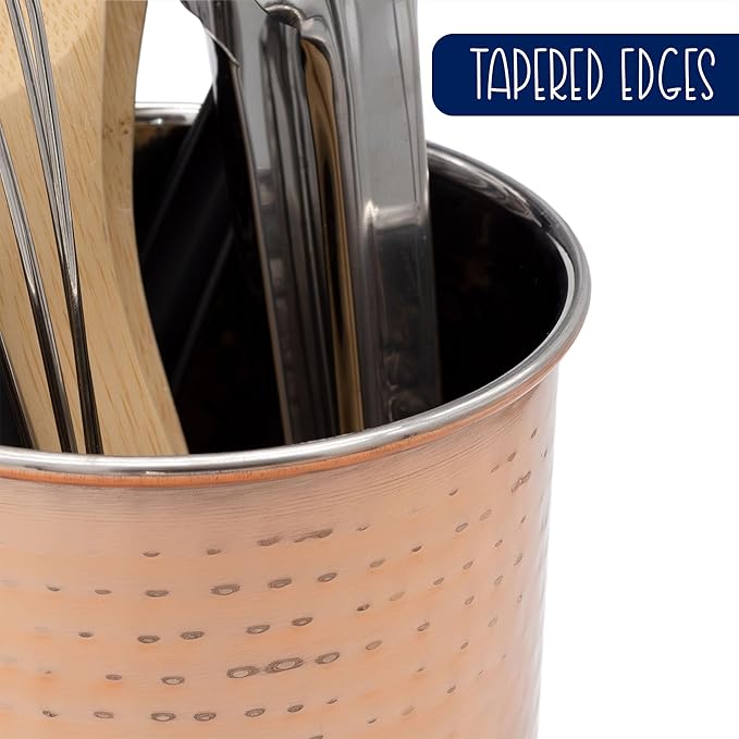 Darware Copper Coated Kitchen Utensil Holder / 7-Inch Tool Caddy, Store All Your Wooden Spoons, Spatulas, & More