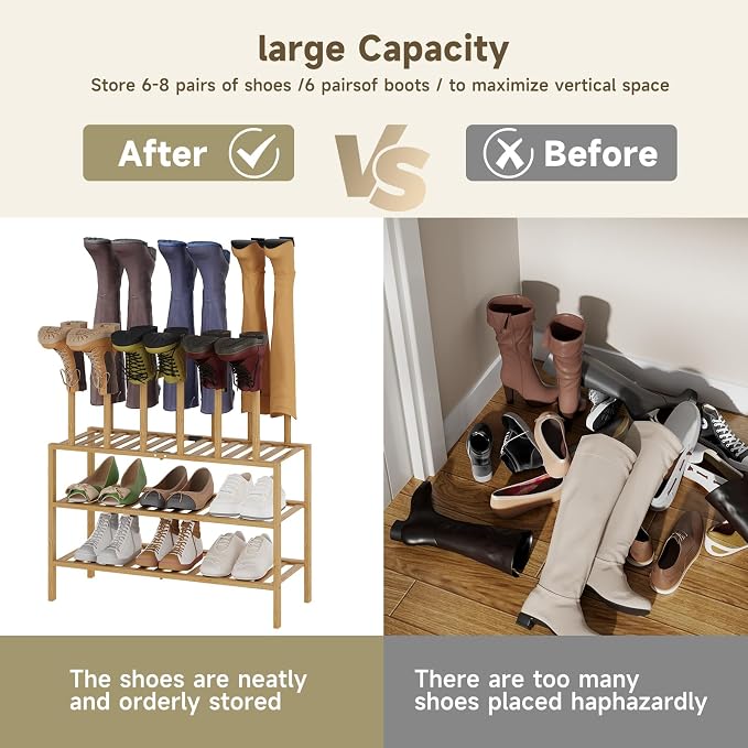 Detachable Boot Rack For Tall Boots Organizer,Outdoor Shoe Rack Storage | 3-Tier Multiuse Shoe Rack For Tall Boots,Closet Organizers And Entryway Storage,Suitable For All Seasons