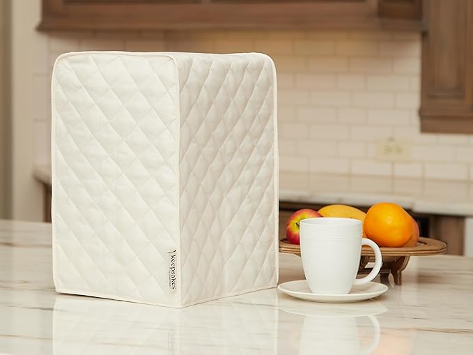 Covermates Keepsakes Rectangular Appliance Cover – Quilted Kitchen Appliance Cover for Countertop Storage – Dust Protection – Stain Resistant – Washable – Slip-On Appliance Design, Cream