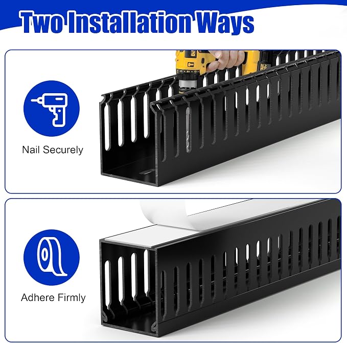 2" H x 2" W Cable Raceway, 33in Under Desk Wire Management Channel, Grey | Slotted Wire Duct, 2Pack, 16.5in Each, Heavy-Duty PVC Cable Management for Server Racks, Network Cables & Electrical Cabinets