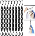HOUSE DAY Space Saving Hangers, 8 Pack, Dorm Room Essentials for Girls | Space Saver Hanger Reinforced Hooks Swivels 360°, Cascading Hanger With 5 Holes, Sturdy Closet Organizers and Storage - Black
