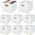BALEINE File Organizer Box, Cardboard File Folder Organizer with Handle for Letter Size, Portable Collapsible Hanging Filing Box for Home Office Document Storage (8 Pack, Large White)