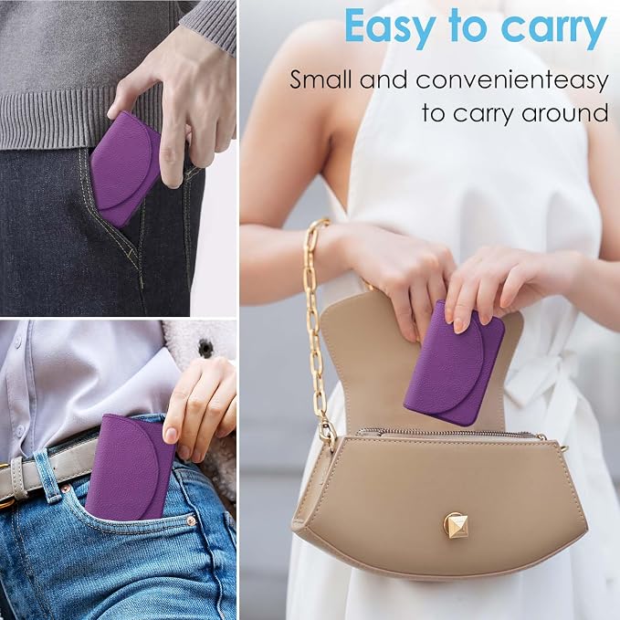 Business Card Holder，PU Leather Business Card Case Color Printing Pattern Card Holder Wallet，Pockets Magnetic Credit Card Holders for Men and Women，Purple