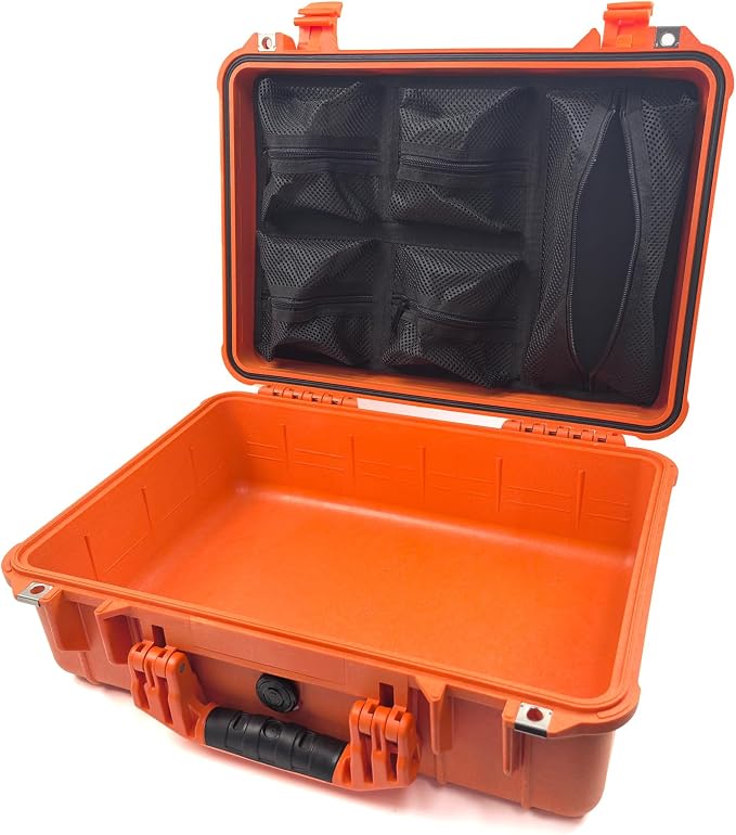LAFENLIN UPGRADED Lid Organizer for Pelican 1500 Case [Max Space, Secure Gear] - 5-Pocket Mesh Panel for Photographers, Divers & Tactical Pros, Includes Screws & Hook and Loop, No More Loose Tools