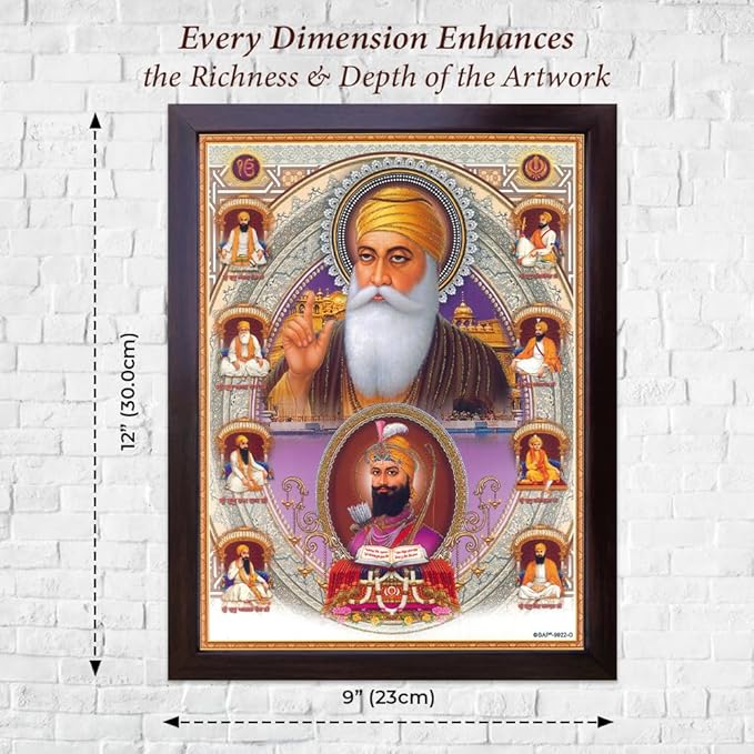 Lord Sikh Guru poster print with frame for Home Decor and Gifting Purpose (229-6)