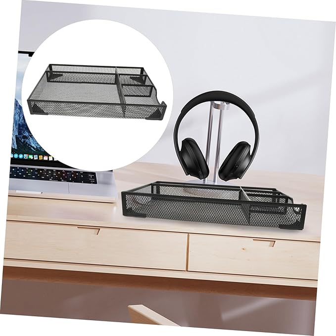 SEWACC Desk Organizer Storage Metal Desktop Organiser Aesthetic Office File Basket Metal Magazine Holder