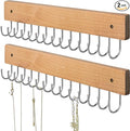 SCUNDA Wall Mounted Necklace Holder, Farmhouse Style Necklace Holder, Tangle Free Wall Jewelry Organizer with 28 Hooks(2 Packs,Natural)